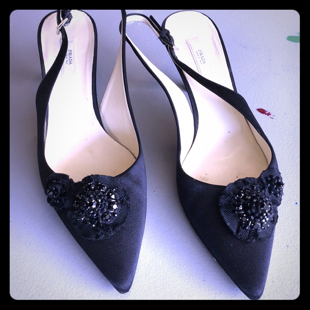 Prada kitten heel with beading